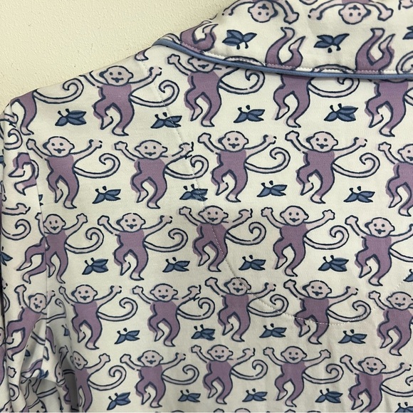 Roller Rabbit Monkey Lavender Long Sleeve Polo Pajama Top - Picture 10 of 12